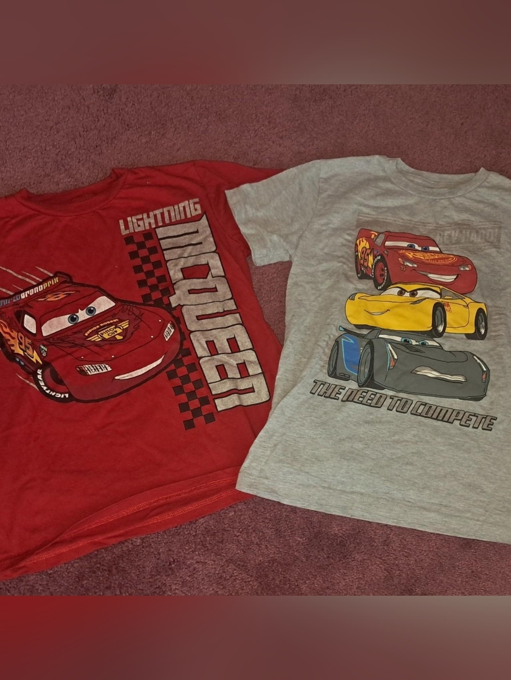 Pixar Cars Lightning McQueen Kids T-Shirt - Red and Gray Size 10/12